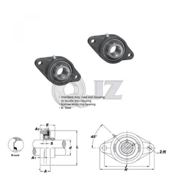 2x 1in 2-Bolts Flange Units Cast Iron SBFL205-16 Mounted Bearing SB205-16G+FL205 #2 image